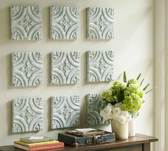 Blue Ceramic Tile Wall Art | Pottery Barn Blue Ceramic Tile Wall Art | Pottery Barn