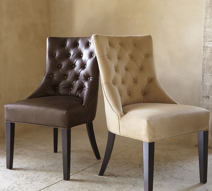 Hayes Tufted Leather Dining Side Chair Pottery Barn