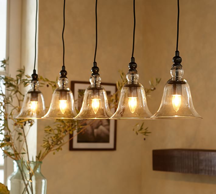 Rustic Glass 5 Light Pendant Pottery Barn