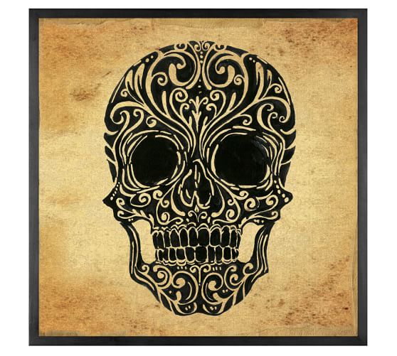 Skull Art Canvas Framed Print Pottery Barn