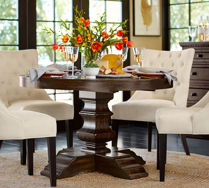 Banks Extending Pedestal Dining Table Alfresco Brown Pottery Barn
