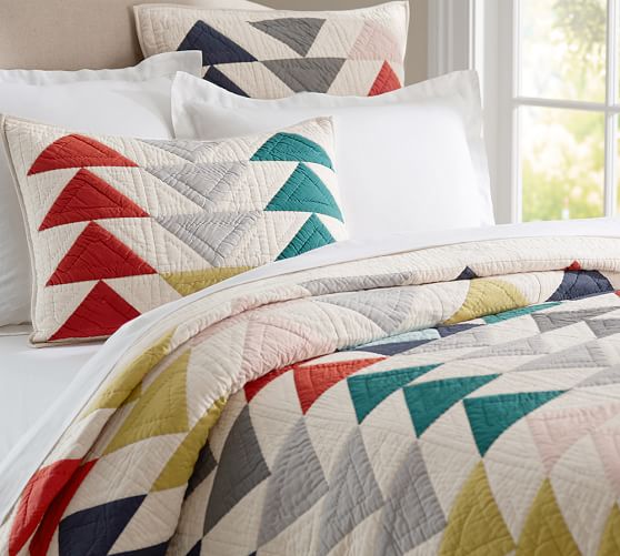 Mitsy Triangle Patchwork Quilt & Sham Pottery Barn