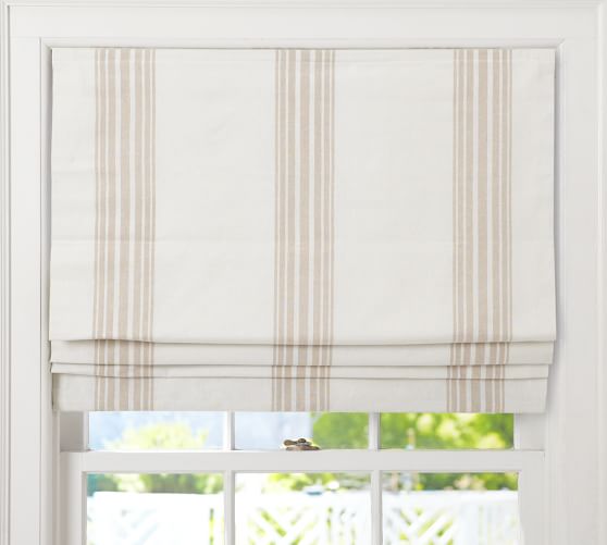 Riviera Stripe Cordless Roman Shade Pottery Barn
