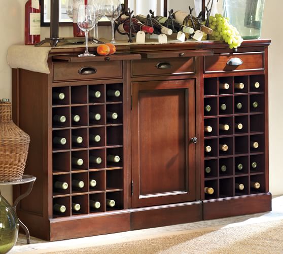 Modular Bar Buffet with 2 Wine Grid Bases & 1 Base Pottery Barn