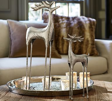 Bench table dining benches farmhouse plans diy outdoor pallet projects furniture dimensions kitchen tables easy build patio seating ana garden Hammered Metal Reindeer | Pottery Barn