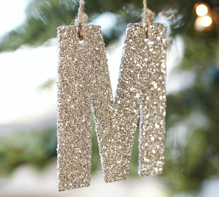 silver german glitter letter ornaments pottery barn alphabet letter ornaments