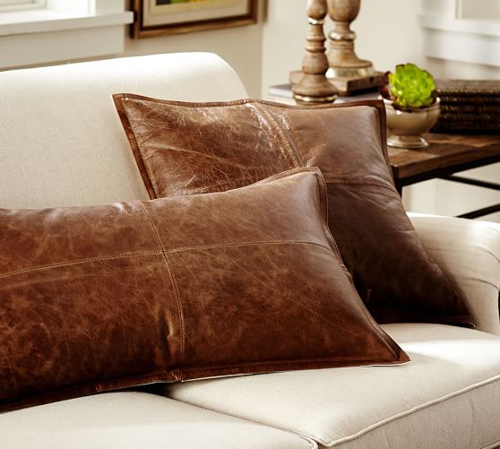 Pieced Leather Pillow Cover Pottery Barn
