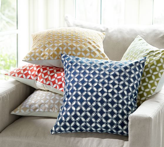 Audrey Eyelet Applique Pillow Cover Pottery Barn