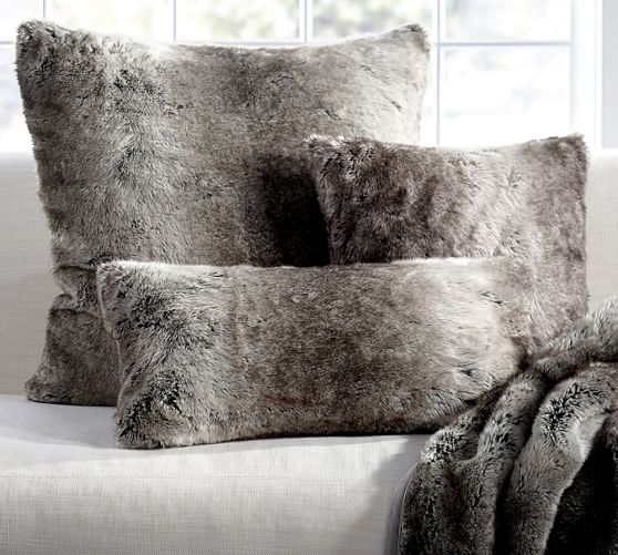 Faux Fur Pillow Cover Gray Ombre Pottery Barn