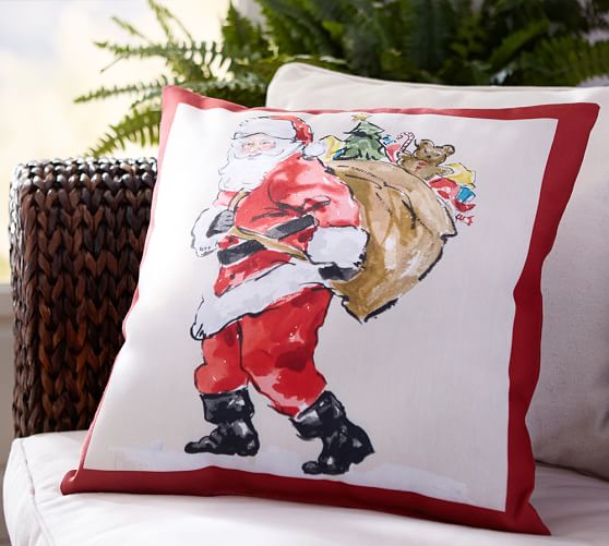 Painted Santa Claus Indoor/Outdoor Pillow Pottery Barn