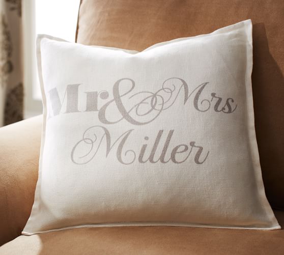Personalized Mr. & Mrs. Pillow Cover Pottery Barn