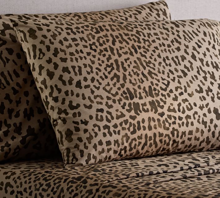 leopard sheet set pottery barn animal print sheets