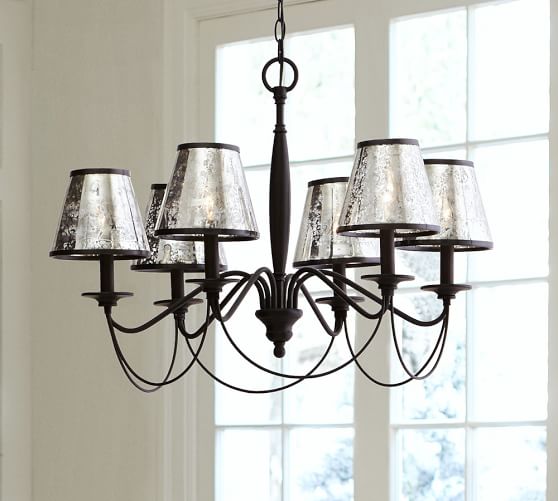 Antique Mercury Glass Chandelier Shade, Set of 3 | Pottery ... Antique Mercury Glass Chandelier Shade, Set of 3 | Pottery ...