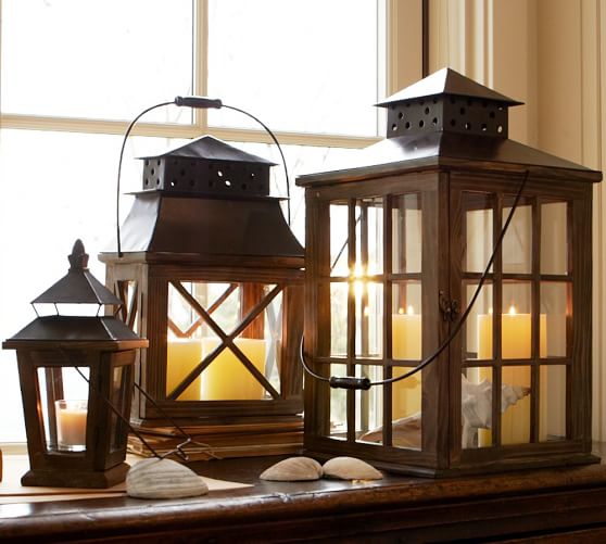 Garrison Windowpane Lanterns Pottery Barn