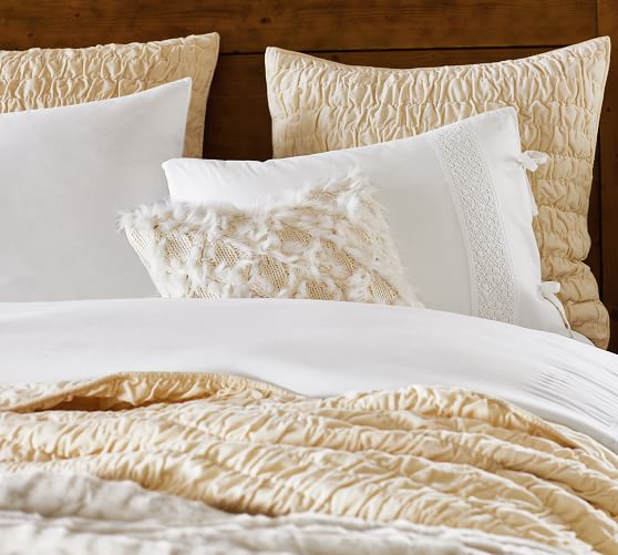 Washed Cotton with Lace Duvet Cover & Sham Pottery Barn