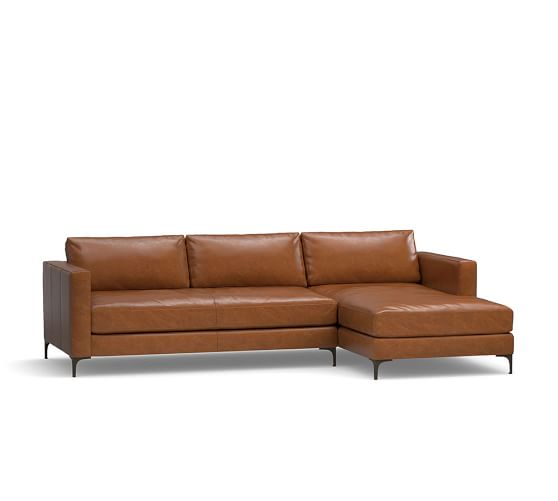Jake Leather Sofa with Chaise Sectional Pottery Barn