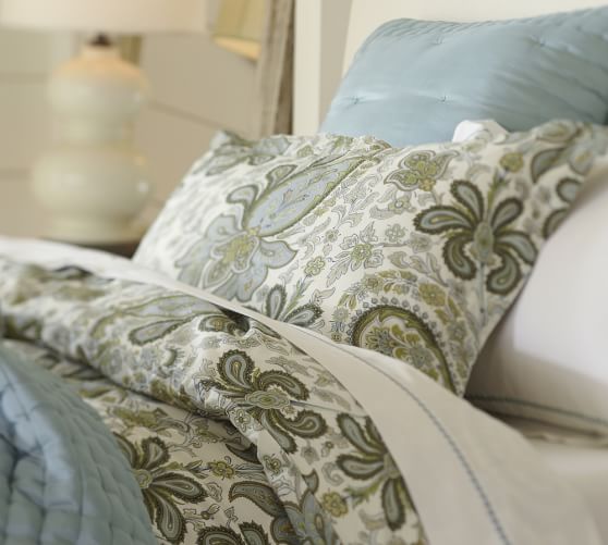 Charlie Paisley Organic Duvet Cover & Sham Blue Pottery Barn