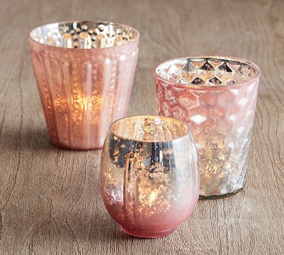 Eclectic Mercury Votives, Set of 3 Pink Pottery Barn