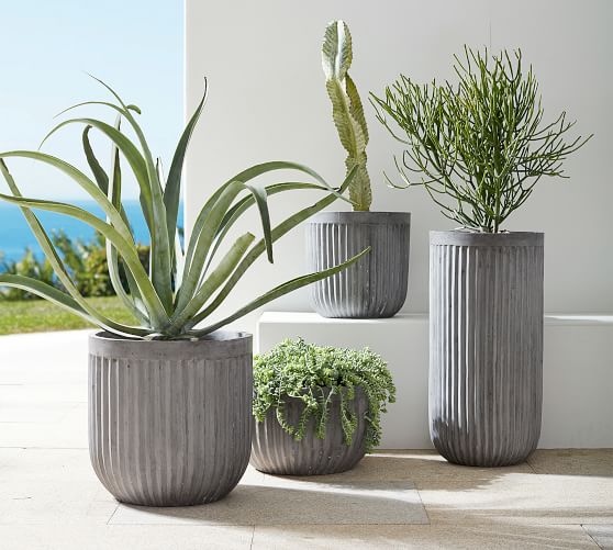 Concrete Fluted Planters Pottery Barn
