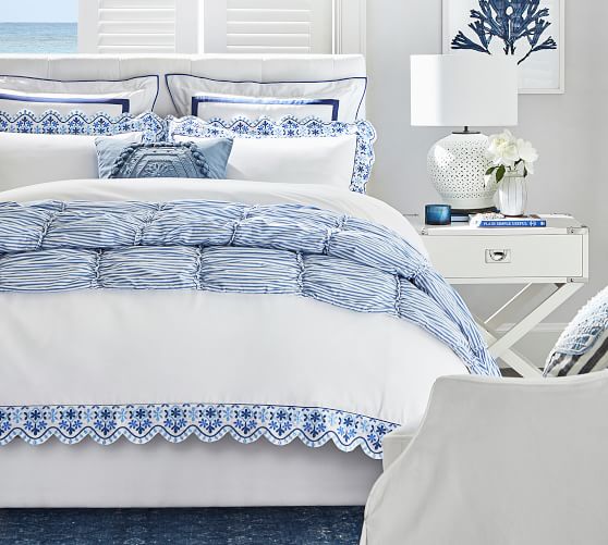 Lorraine Tufted Low Bed & Headboard Pottery Barn