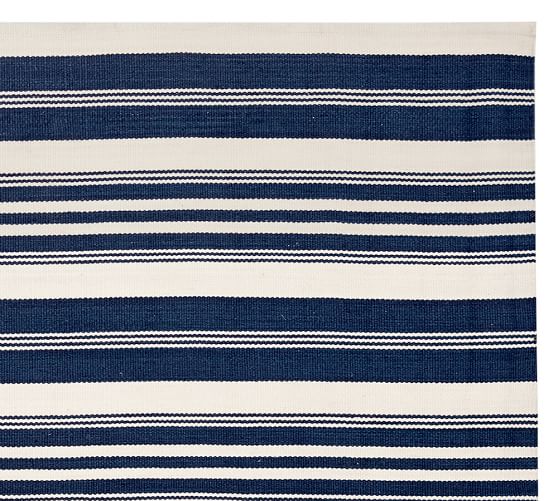 Oxford Stripe Recycled Yarn Indoor/Outdoor Rug - Blue | Pottery Barn Oxford Stripe Recycled Yarn Indoor/Outdoor Rug - Blue | Pottery Barn