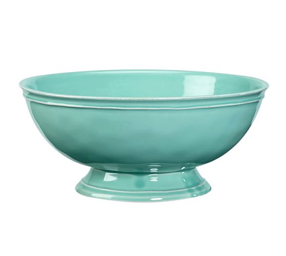 Cambria Footed Serve Bowl Turquoise Pottery Barn