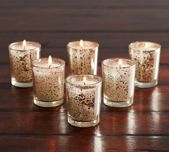 Mercury Glass Votive Candle, Set of 6 Pottery Barn