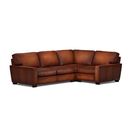 Turner Square Arm Leather 3Piece Sectional with Corner Pottery Barn