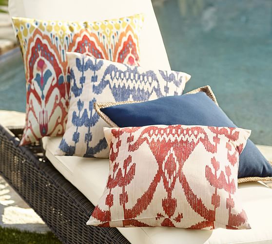 Printed Ikat Indoor/Outdoor Pillow Pottery Barn