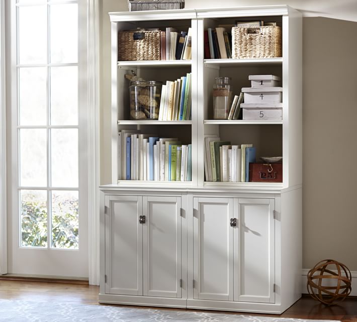 logan bookcase with doors | pottery barn