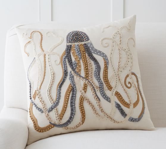 Jeweled Octopus Embroidered Pillow Cover Pottery Barn
