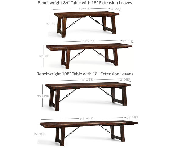 Benchwright Extending Dining Table, Alfresco Brown Pottery Barn