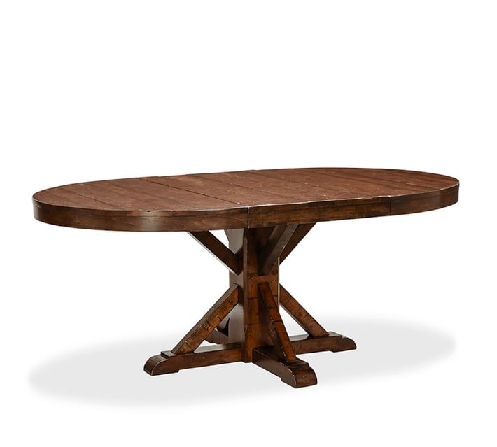 Benchwright Extending Pedestal Dining Table Rustic Gany Benchwright Extending Pedestal Dining Table Rustic Gany Pottery Barn