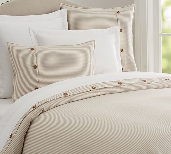 Wheaton Stripe Duvet Cover & Sham Flax Pottery Barn