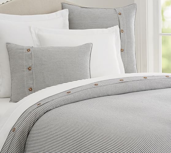 Wheaton Stripe Duvet Cover & Sham Navy Pottery Barn
