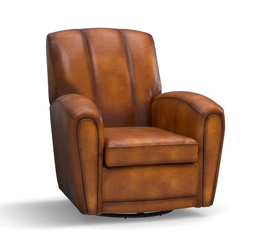 Elliot Leather Swivel Armchair Pottery Barn