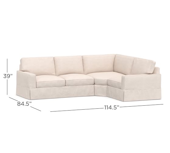 PB Comfort Square Arm Slipcovered 3Piece Sectional with Wedge Pottery Barn