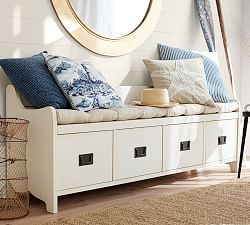 Entryway Storage Benches Pottery Barn Wade Bench Almond White