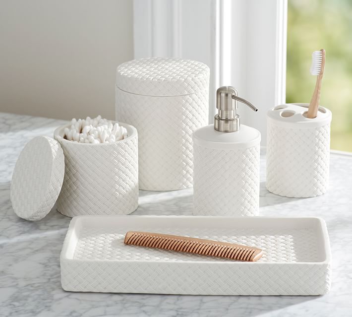 Porcelain Basketweave Accessories Pottery Barn