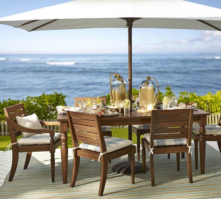 Tufted Sunbrella Outdoor Dining Chair Cushion Stripe Pottery Barn