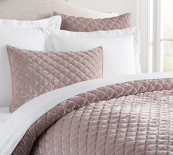 Nia Velvet Quilt & Sham Navy Pottery Barn