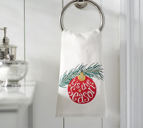 Tis' The Season Ornament Guest Towel Pottery Barn