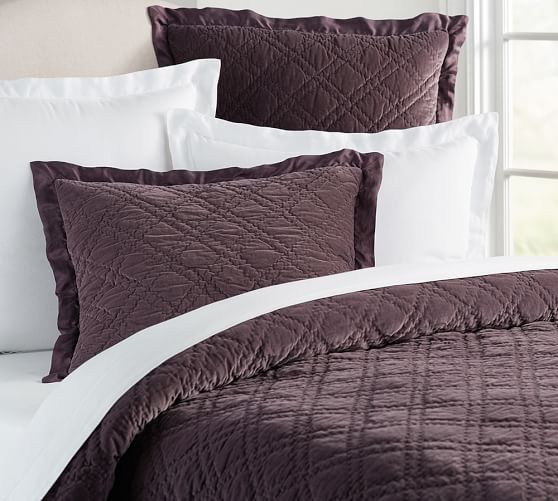 Washed Velvet Silk Diamond Quilt & Sham Pottery Barn