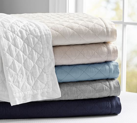 Belgian Flax Linen Diamond Quilt & Sham Pottery Barn