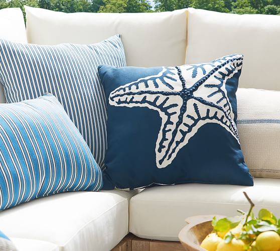 Starfish Applique Indoor/Outdoor Pillow | Pottery Barn