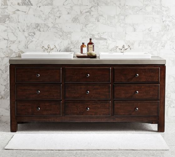 Mason Double Sink Vanity Rustic Gany Finish Pottery Barn Mason Double Sink Vanity Rustic Gany Finish