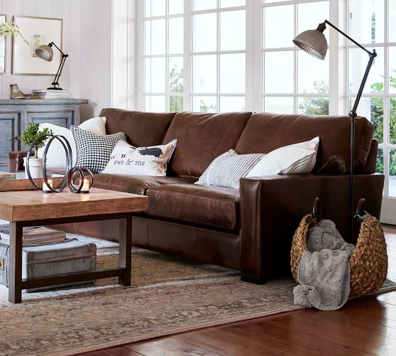 Turner Square Arm Leather Sofa Pottery Barn Turner Square Arm Leather Sofa