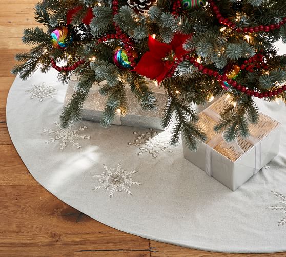 Beaded Snowflake Tree Skirt Beaded Snowflake Tree Skirt