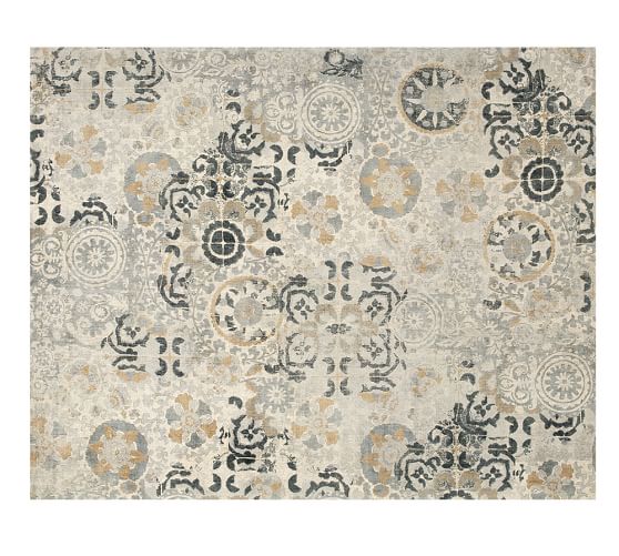 Talia Printed Rug Gray Pottery Barn Talia Printed Rug Gray