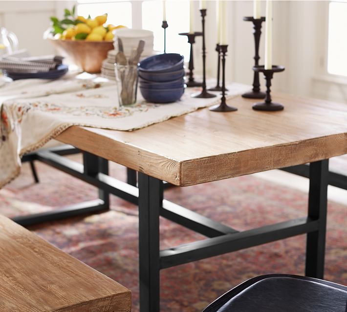 Griffin Reclaimed Table Bench Dining Set Dusty Safari Pottery Barn